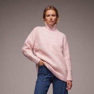 Zara Oversized High Neck Knit Sweater Pink